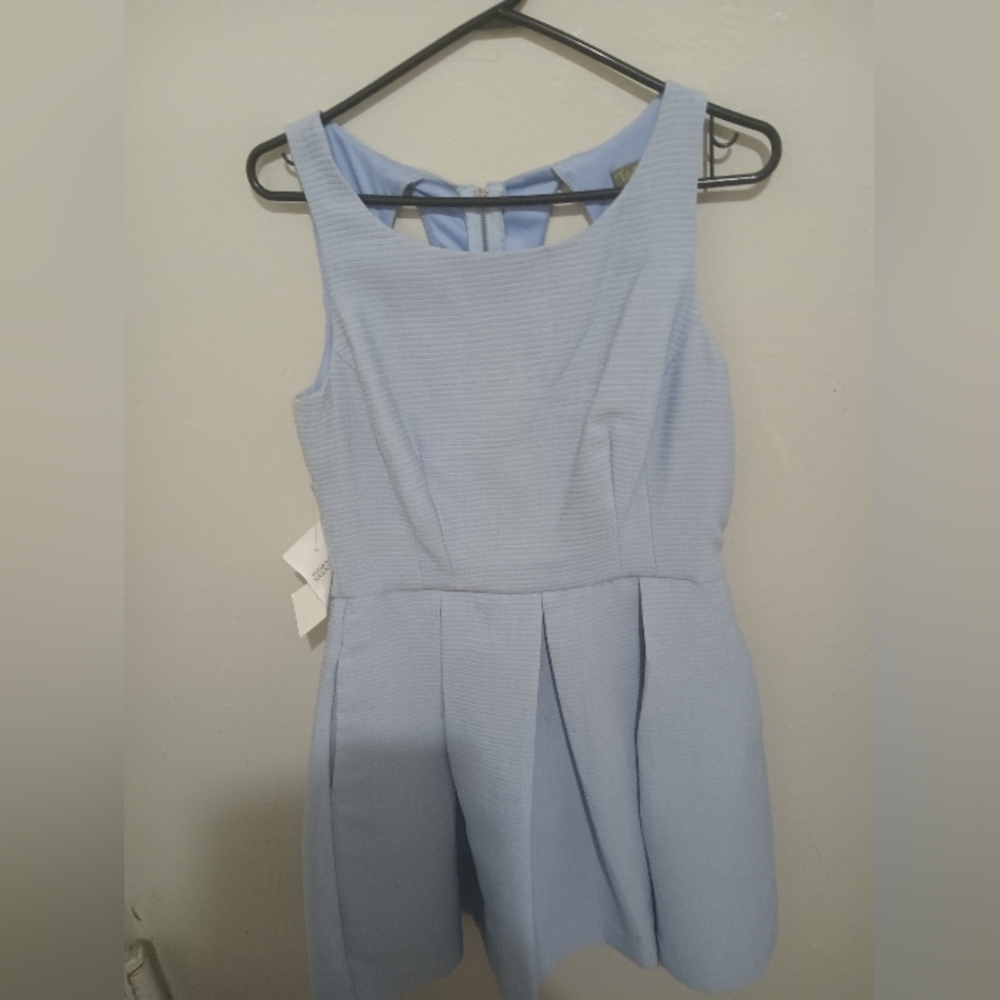 Taylor Light Blue Sleeveless Fit-and-Flare Dress